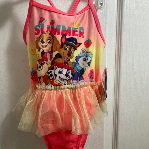 ⭐2 for 15⭐ Girls Paw patrol Swimsuit with ruffle size 2T - Picture 1 of 2